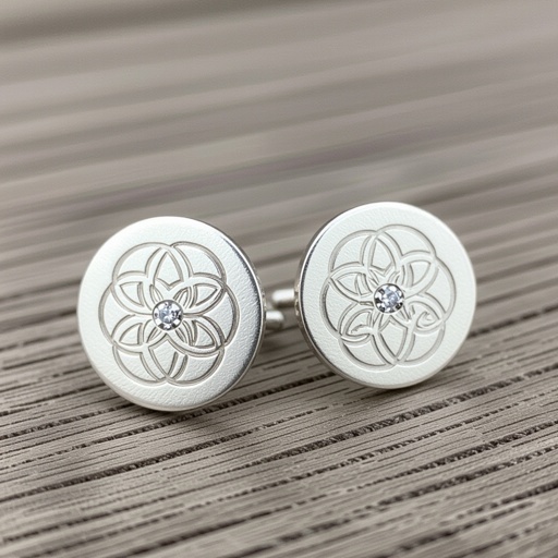 Пуссеты винтовой замок круглый символ цветка жизни с маленьким фианитом по центру