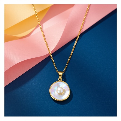 Украшение на шею золотая цепочка с подвеской в виде ракушки с жемчугом внутри