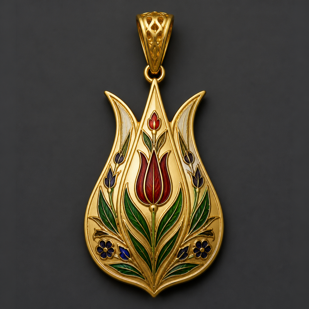 Ottoman tulip pendant
photorealistic jewelry design, Ottoman tulip pendant , islamic style, just the design no text
