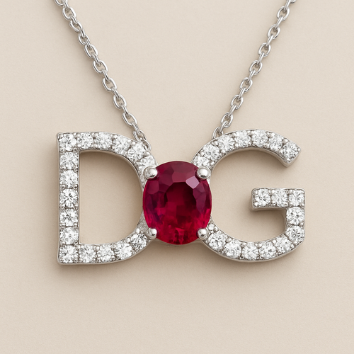 ruby with D and G letters pendant 