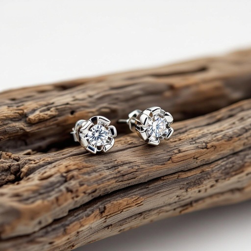 Пуссеты винтовой замок круглый символ цветка жизни с маленьким фианитом по центру