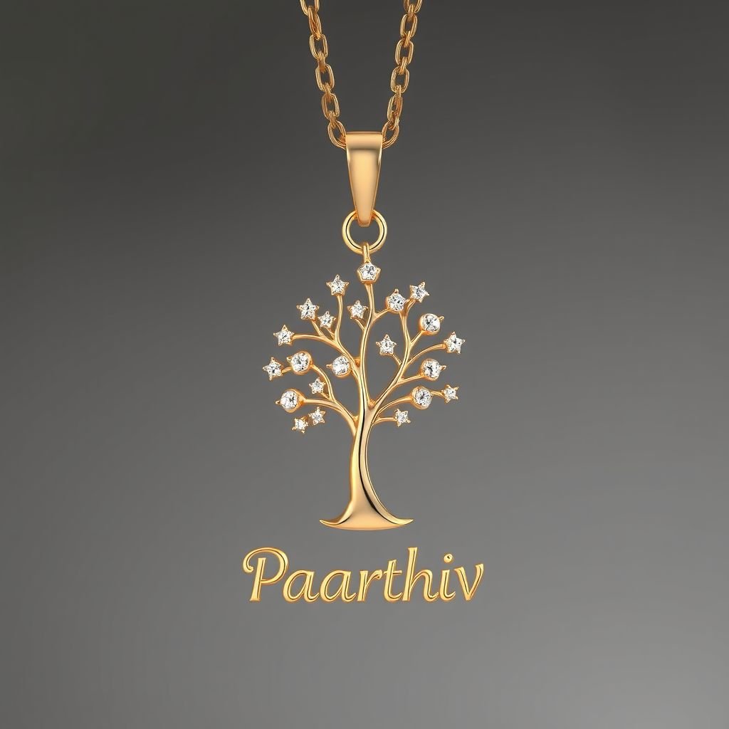 Paarthiv name gold chain pendant for kids boy 