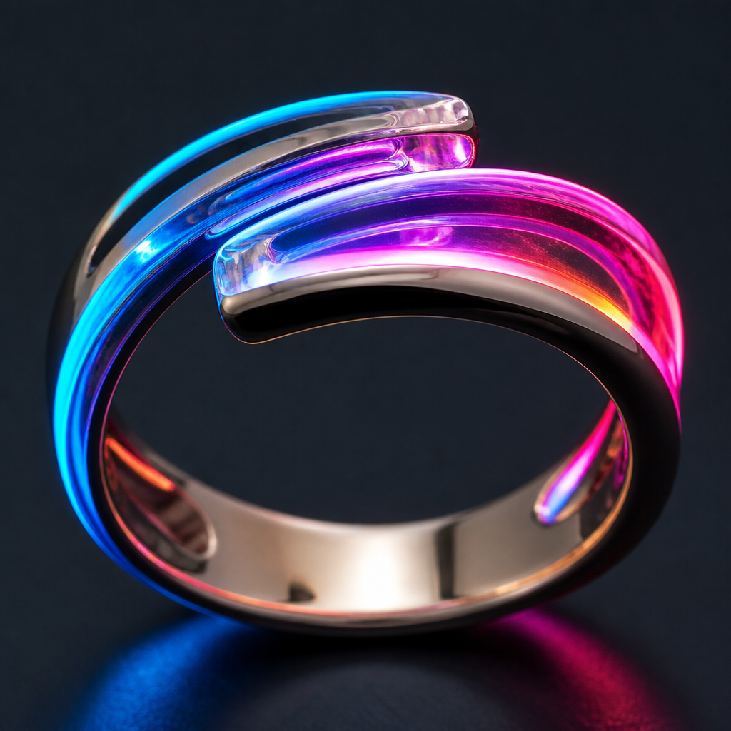 A women's ring. neon ring
photorealistic jewelry design, A women's ring. neon ring, modern style, just the design no text