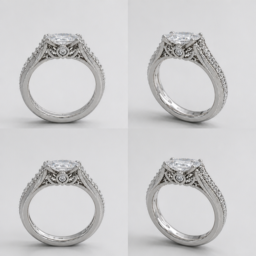 Make the stone more flat
edit the attached jewelry design with these instructions: Make the stone more flat. keep it photorealistic, just the design no text