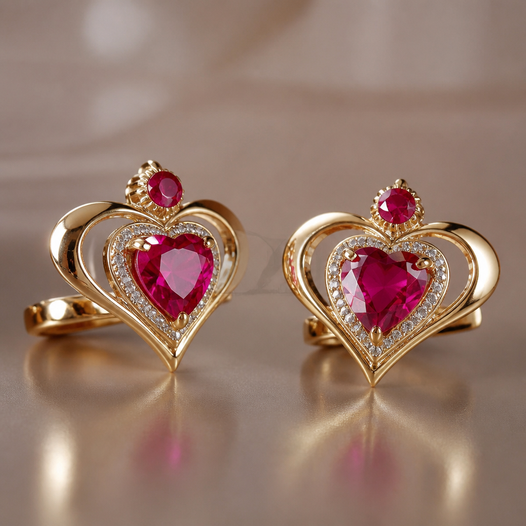 A romantic women's cufflinks with ruby stones. aretes
photorealistic jewelry design, A romantic women's cufflinks with ruby stones. aretes, romantic style, just the design no text
