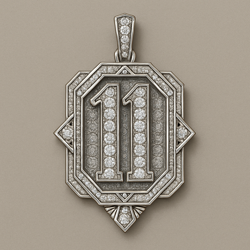 “11” coin diamond pave charm  no coin just letters