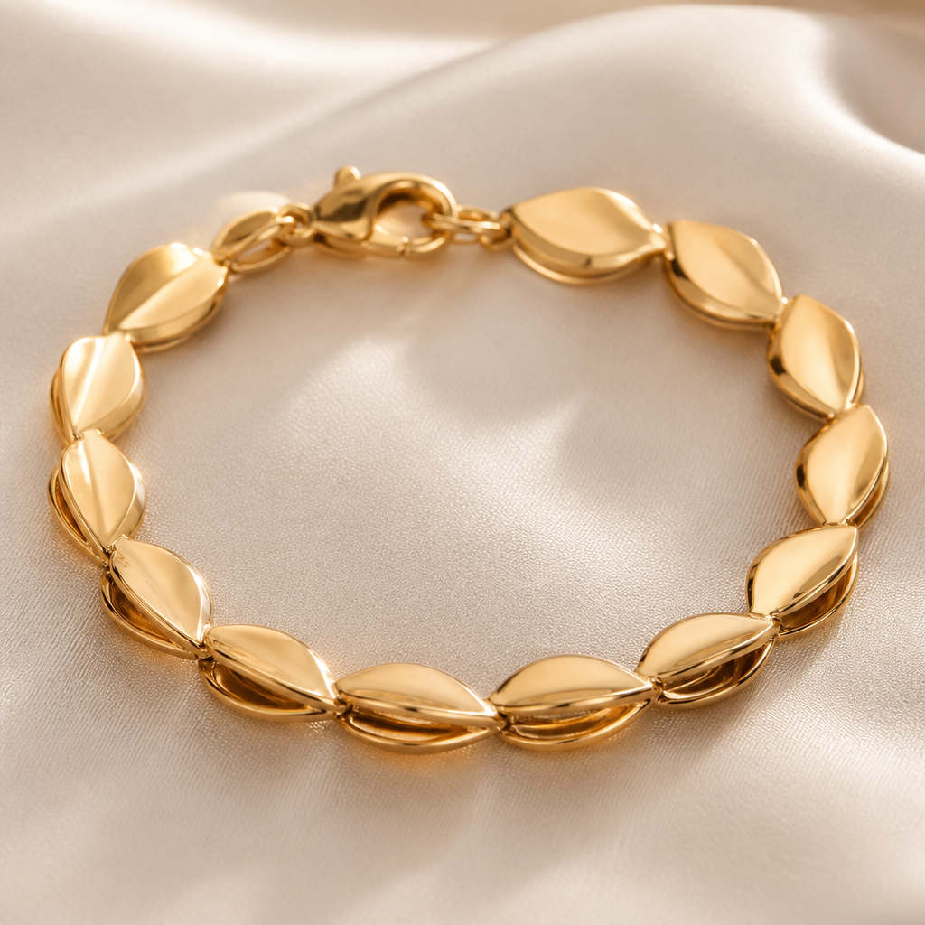 A women's bracelet. petal link chain
photorealistic jewelry design, A women's bracelet. petal link chain, modern style, just the design no text