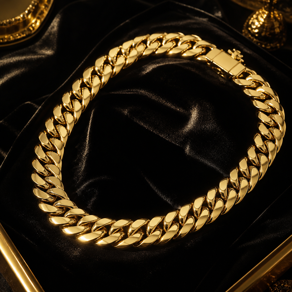 A women's ring. Crea una fotografía publicitaria de lujo de una cadena cubana de oro de 18k tipo Miami Cuban link, gruesa y elegante, colocada sobre terciopelo negro con reflejos dorados intensos. La cadena debe transmitir poder, exclusividad y alto valor. Iluminación premium de estudio, fondo oscuro con detalles dorados sutiles, composición refinada, estilo campaña de joyería de alta gama, hiperrealista, ultra detallada, 8K, lista para redes sociales y tienda online.
photorealistic jewelry design, A women's ring. Crea una fotografía publicitaria de lujo de una cadena cubana de oro de 18k tipo Miami Cuban link, gruesa y elegante, colocada sobre terciopelo negro con reflejos dorados intensos. La cadena debe transmitir poder, exclusividad y alto valor. Iluminación premium de estudio, fondo oscuro con detalles dorados sutiles, composición refinada, estilo campaña de joyería de alta gama, hiperrealista, ultra detallada, 8K, lista para redes sociales y tienda online., modern style, just the design no text