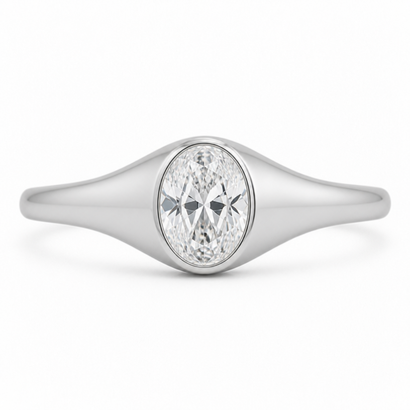 signet style but tapered down to a 3mm
edit the attached jewelry design with these instructions: signet style but tapered down to a 3mm. keep it photorealistic, just the design no text