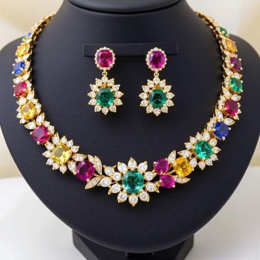 Necklace ,earring and ring design with colorful spinel