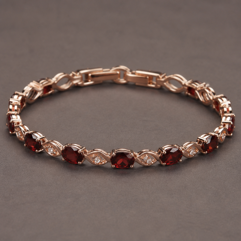 A women's bracelet with garnet stones