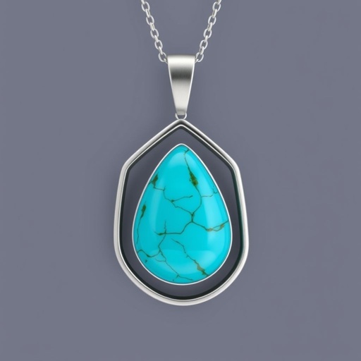 Turquoise pendant with silver metal