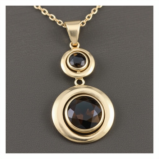 Подвеска из трех полумесяцев с узорами и камнями раухтопаза из матового неровного светлого золота с узорами соединенных цепочкой сверху самый широкий полукруг дальше средний и снизу самый маленький