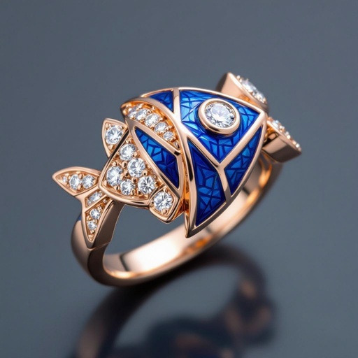 Geomatric edge of diamonds shaded of fish element in water background and vibes