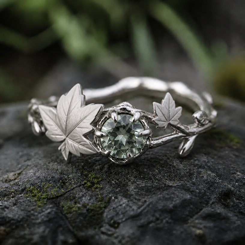 листья должны быть более схематично, без мелких деталей
edit the attached jewelry design with these instructions: листья должны быть более схематично, без мелких деталей. keep it photorealistic, just the design no text