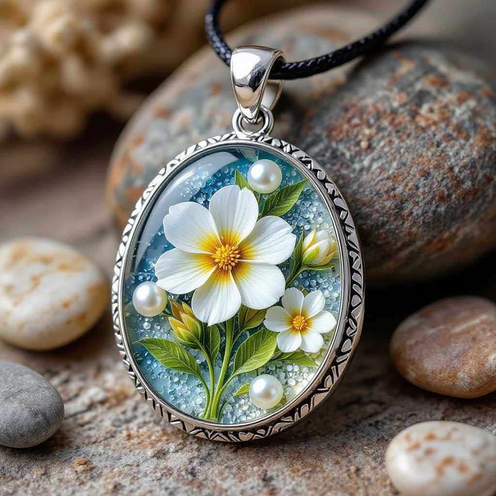 Design high quality jolleria with real flowers with resin estons Perla’s naturals and pebbles