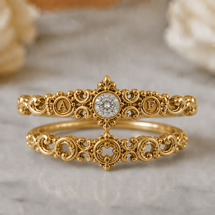 Make the initials smaller and more decent
edit the attached jewelry design with these instructions: Make the initials smaller and more decent. keep it photorealistic, just the design no text