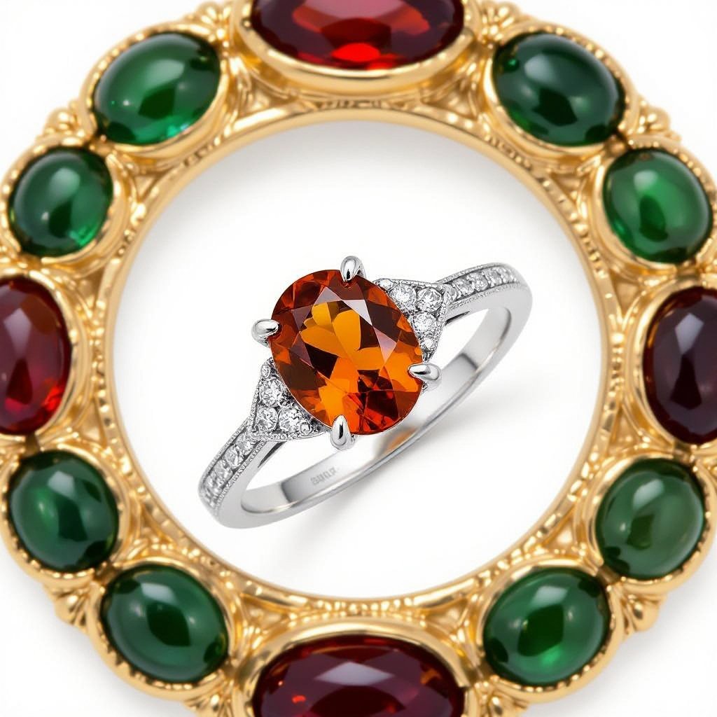 this ring, four powerful claws secure a deep-orange spessartine, set at the centre of a quatrefoil of tourmaline cabochons. I cut the cabochons from rough crystals so that they would fit the central stone with absolute precision. The white-gold bezel and yellow-gold hoop are both covered with ornate engravings, their patterns inspired by the ancient tattoo traditions of the Marquesas Islands. #ottojakob #comtemporaryjewelry #jewelry #ring #tourmalinering #greentourmaline #orangegarnet #spessartinegarnet #garnetring #jewelryinspiration