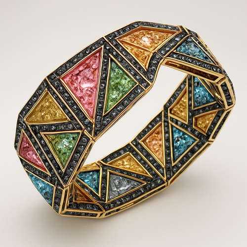 Multicoloured diamond bracelet with black diamonds 