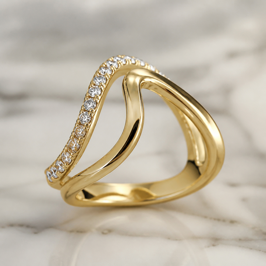 A women's ring
photorealistic jewelry design, A women's ring, modern style, just the design no text