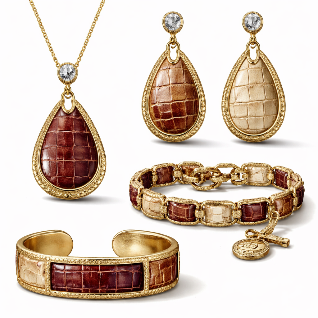 Simple design jewelry for Brahmin bag retailer with leather look designs