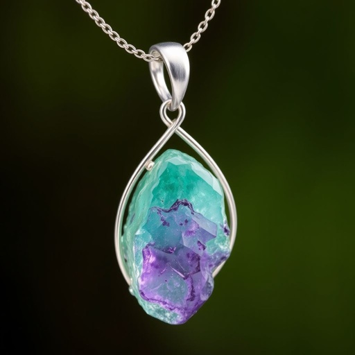 Silver pendant with raw natural gemstone with minimal metal