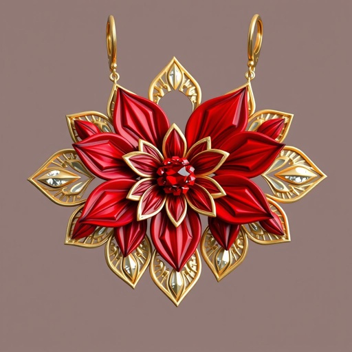 Red flower with C incise earrings