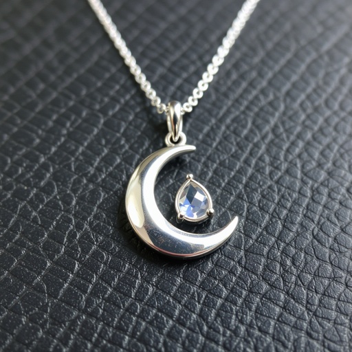 Луна полумесяцем и маленький в виде кристала лунный камень подвеска