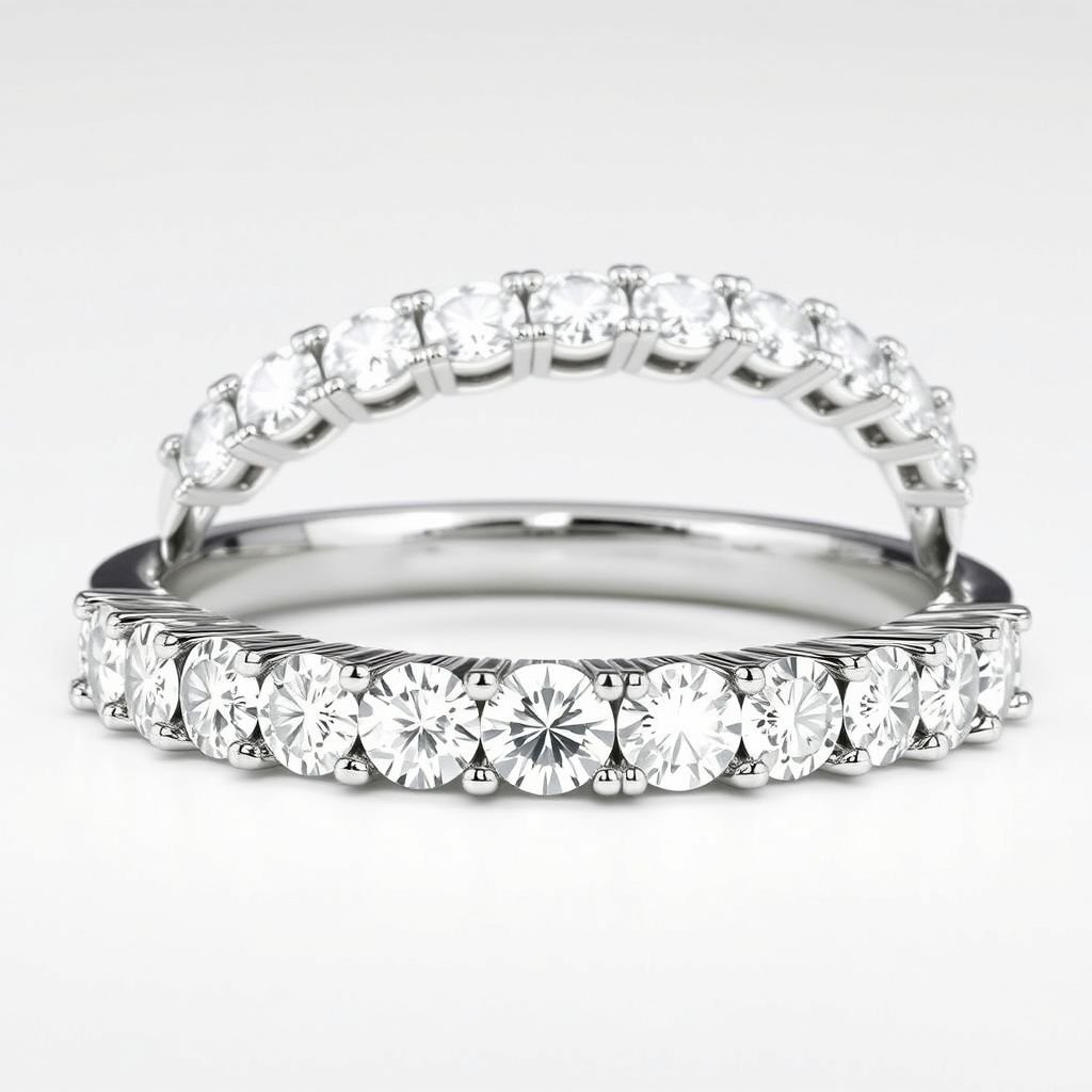 Anniversary band, size 4.5, set in platinum. Diamonds sizes are: 5.6mm, 5.5mm, 5.3mm, 5mm, 4.7mm, 4mm. All diamonds will be set in individual head, with 4 prongs each. No shared prongs 