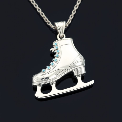 Pendant silver with stylized ice figure skating skates. Remove boots and leave only lowest part of skates. Add turquoise