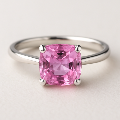 Cushion cut Small Pink sapphire ring 