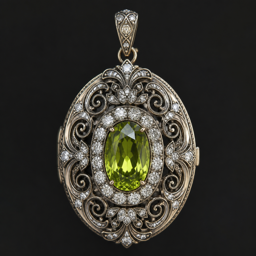 A locket with titanite and diamonds
photorealistic jewelry design, A locket with titanite and diamonds, vintage style, just the design no text