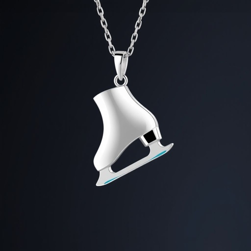 Pendant silver with stylized ice figure skating single skate  . Remove boots and leave only lowest part of skates. Add turquoise