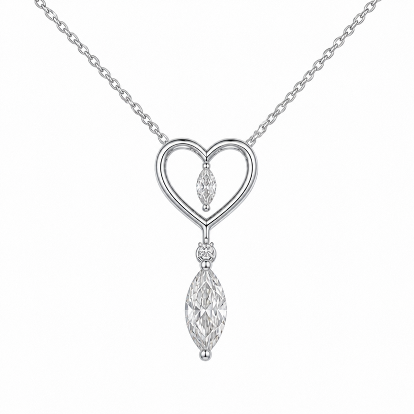 diamant dans le vas du coeur plus petit , et diamant marquise à la place de rond dans le milieu du coeur
edit the attached jewelry design with these instructions: diamant dans le vas du coeur plus petit , et diamant marquise à la place de rond dans le milieu du coeur. keep it photorealistic, just the design no text