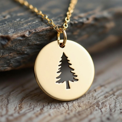 Золотой кулон с изображением дерева узоры с завитками