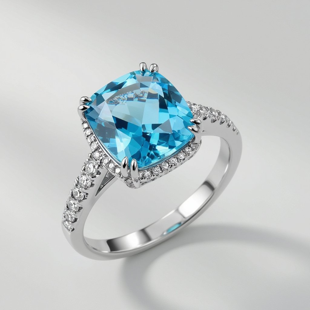 Blue topaz with diamond ring 