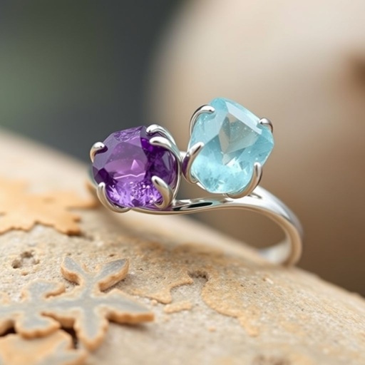 Design silver adjustable ring, use minimum silver, use 2 raw natural gemstones 