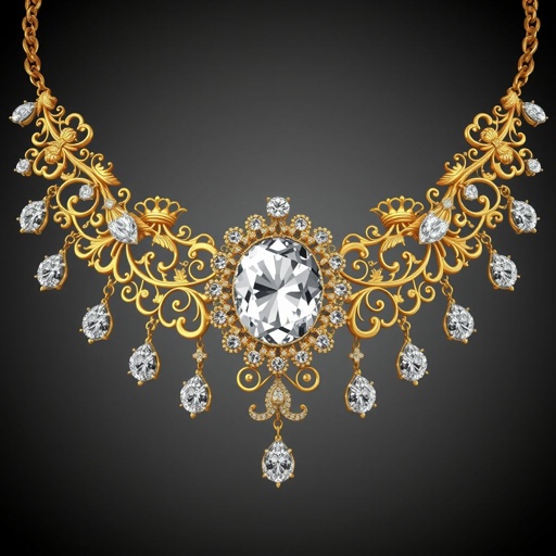 necklace with beautiful diamond in gold