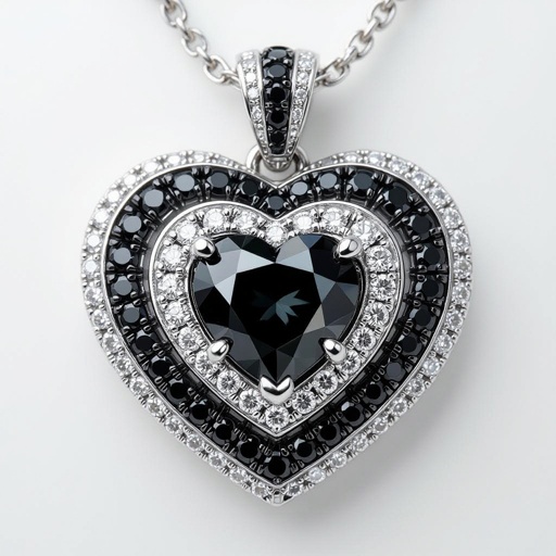 Heart of love with black diamond in the heart 