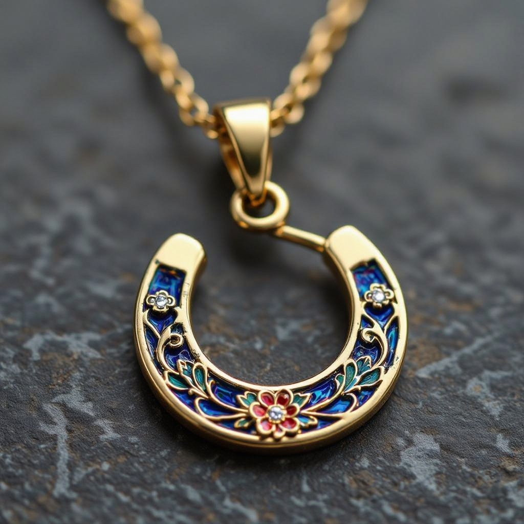 Gold Create a design of iron horseshoe of modern enamel colored