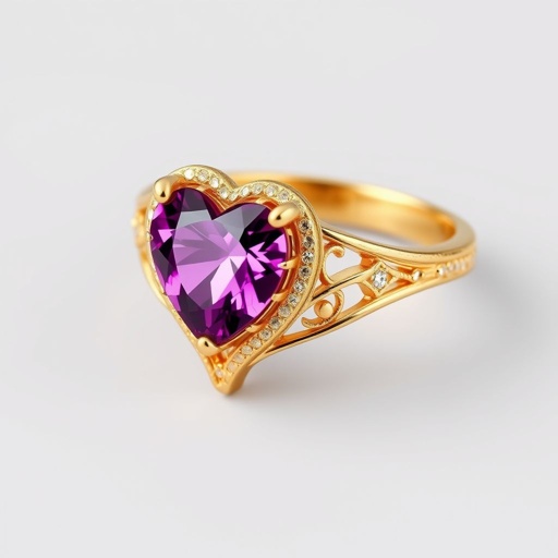 2 karat gold ring with a heart cut pink tourmaline