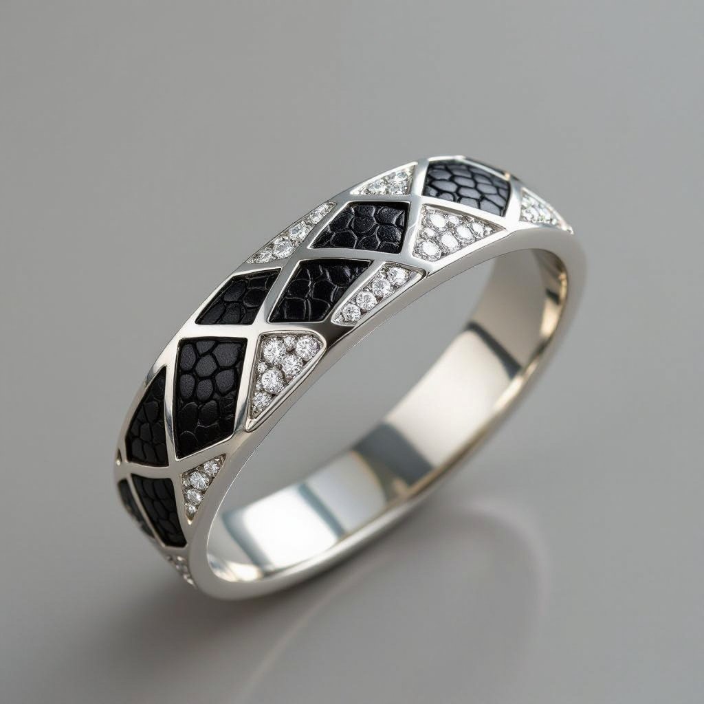 Geomatric snake leather with diamonds of architecture shapes and edges of bracelet banglea