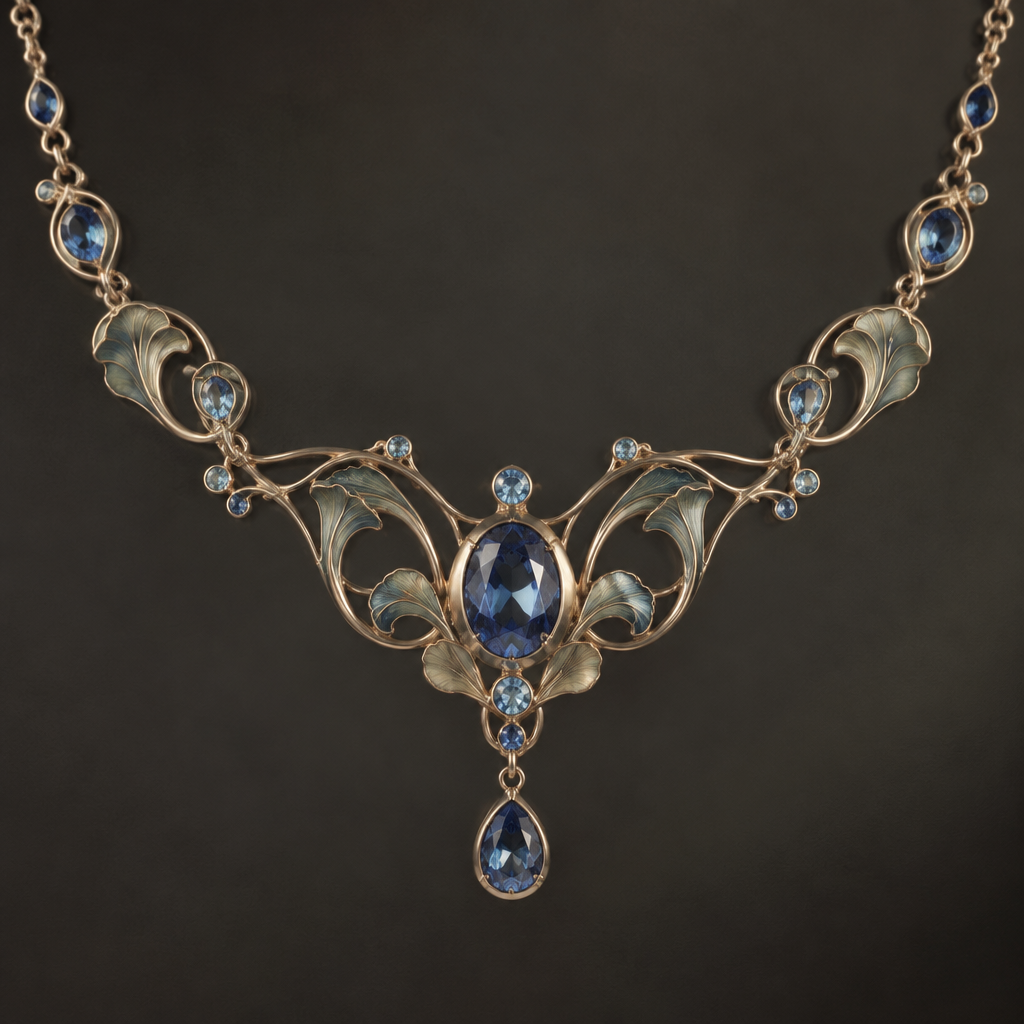 Blue gems on necklace
photorealistic jewelry design, Blue gems on necklace, art_nouveau style, just the design no text