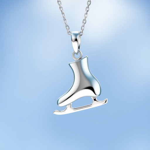 Silver pendant in the shape of figure skating blades . Remove boots and color one blade only of turquoise