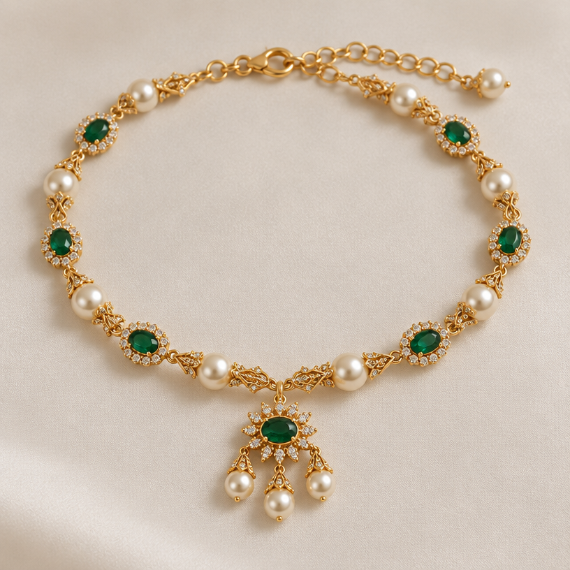A women's anklet
using the attached image as a visual reference, create A women's anklet. photorealistic, just the design no text