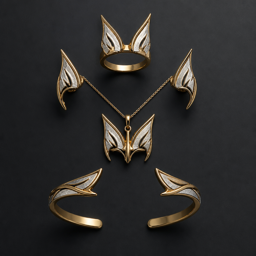 Creat a lynx ear jewelry full set for my brand DB
photorealistic jewelry design, Creat a lynx ear jewelry full set for my brand DB, abstract style, just the design no text