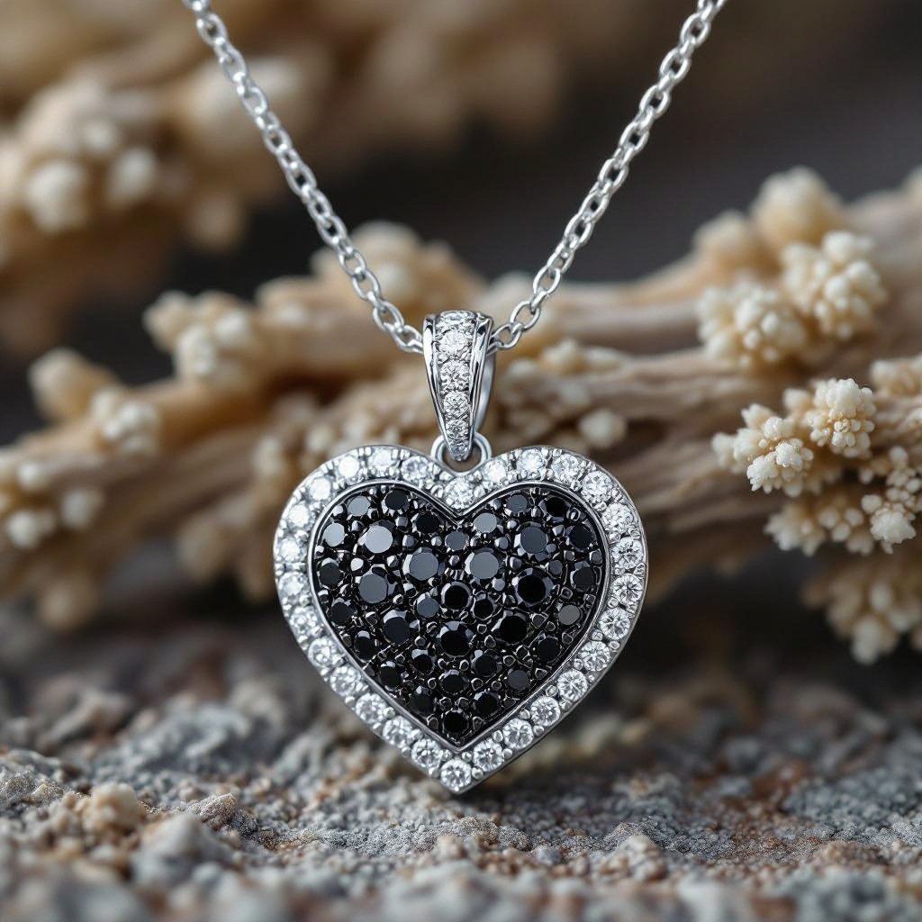 Heart of love with black diamond in the heart 