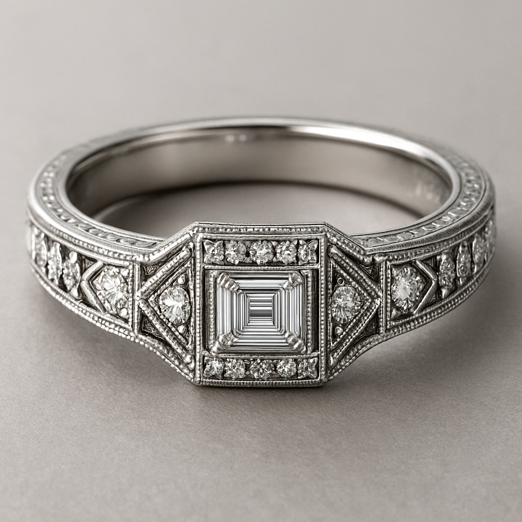 wedding band in an art deco style