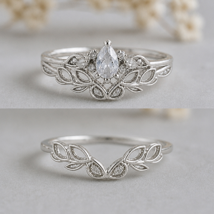 Please show me both rings separately
edit the attached jewelry design with these instructions: Please show me both rings separately. keep it photorealistic, just the design no text