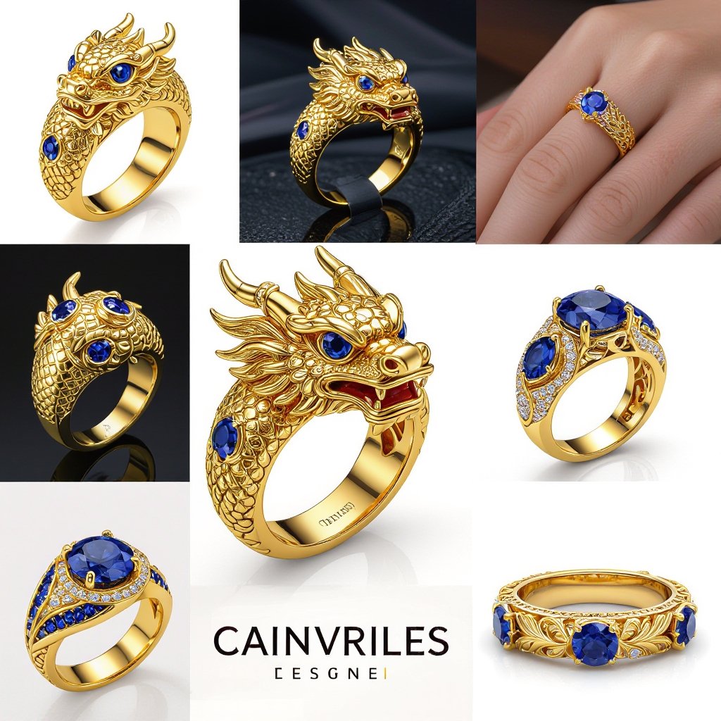 Sapphire dragon ring
